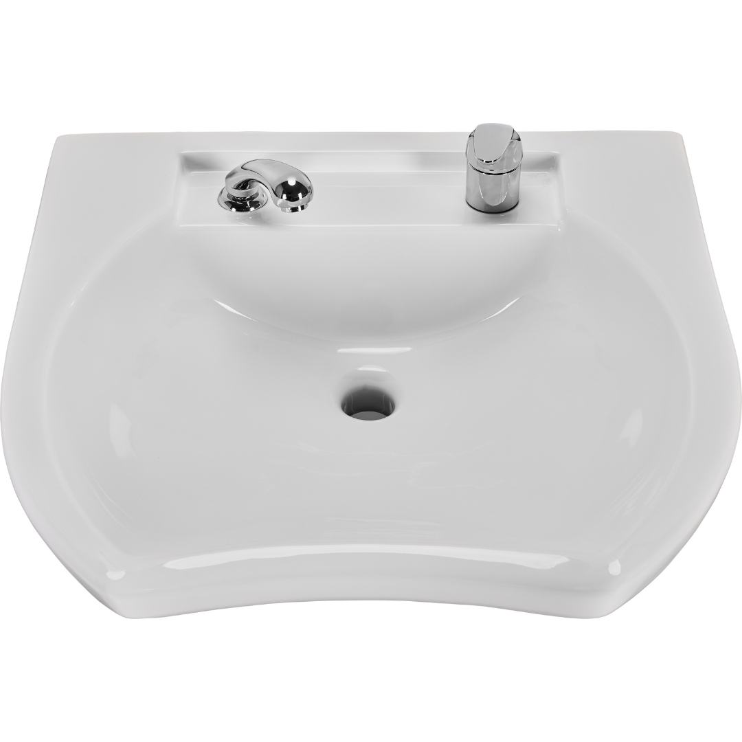 Ayala Frontwash Basin with Tap and Handspray White