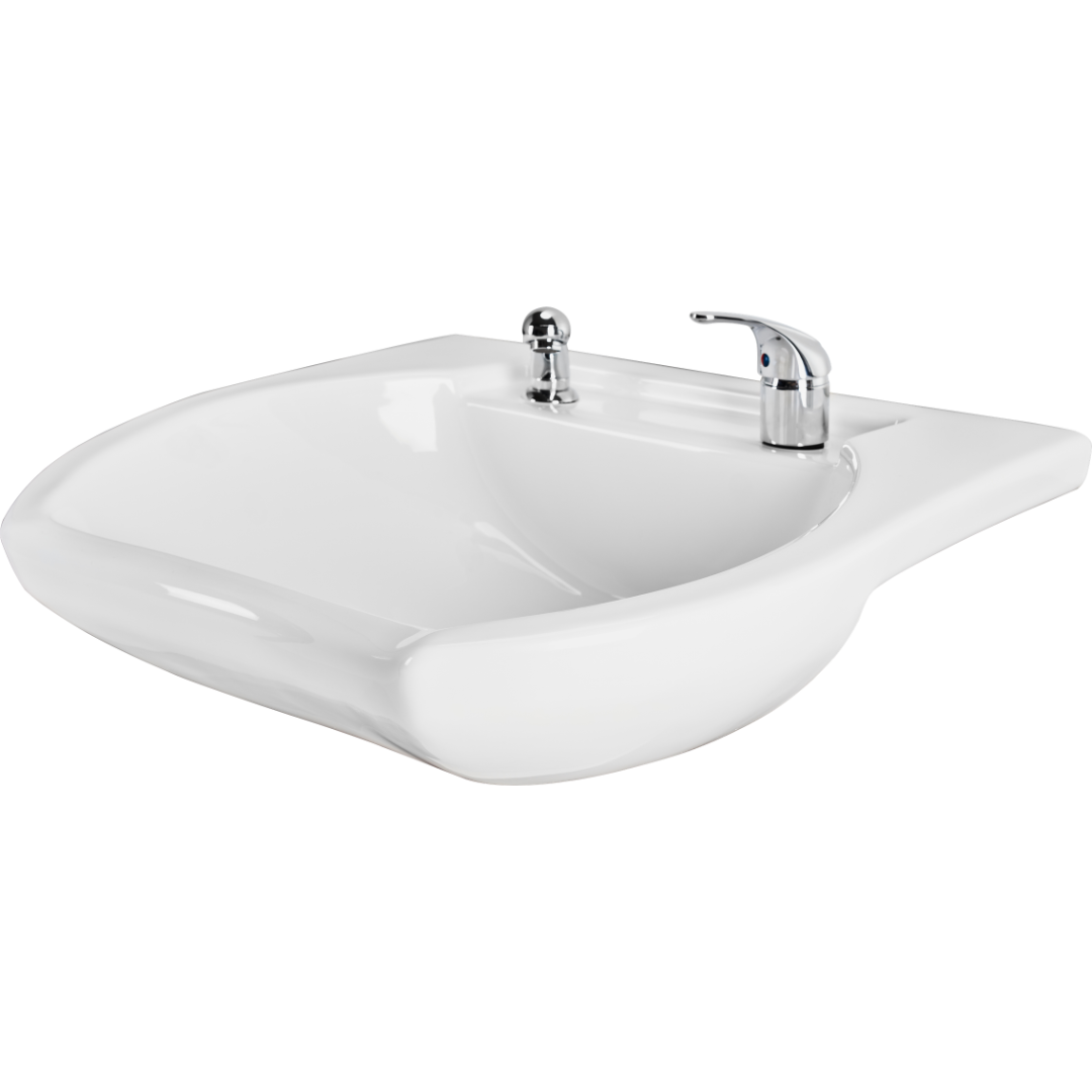 Ayala Frontwash Basin with Tap and Handspray White