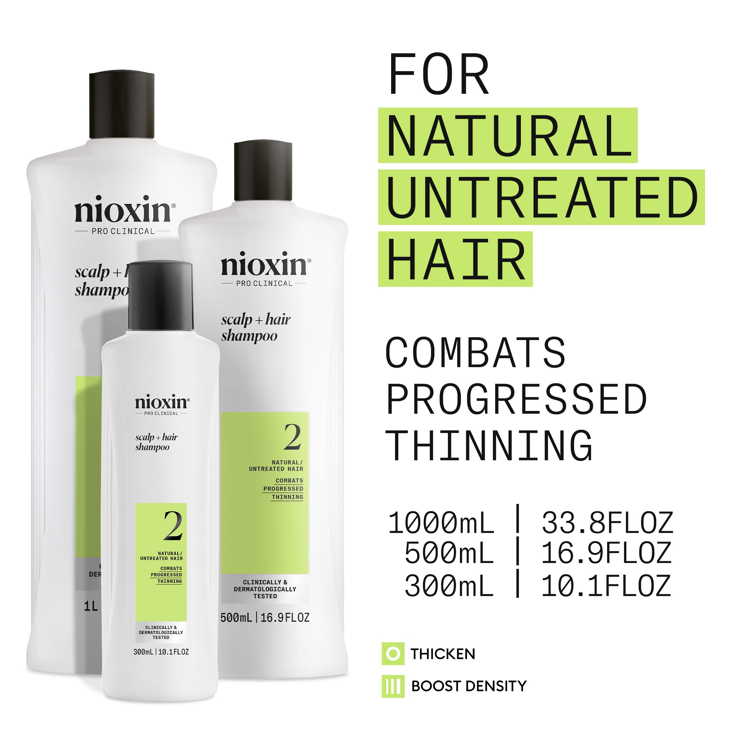Wella Professional Nioxin Cleanser Shampoo System 2 for Natural Hair with Progressed Thinning