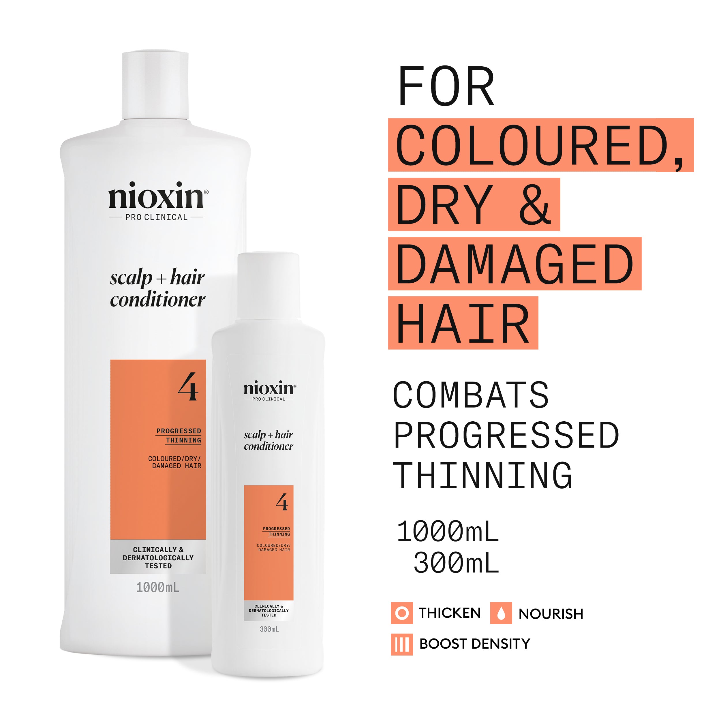 Wella Professional Nioxin Cleanser Conditioner System 4 for Colored Treated hair with Progress Thin
