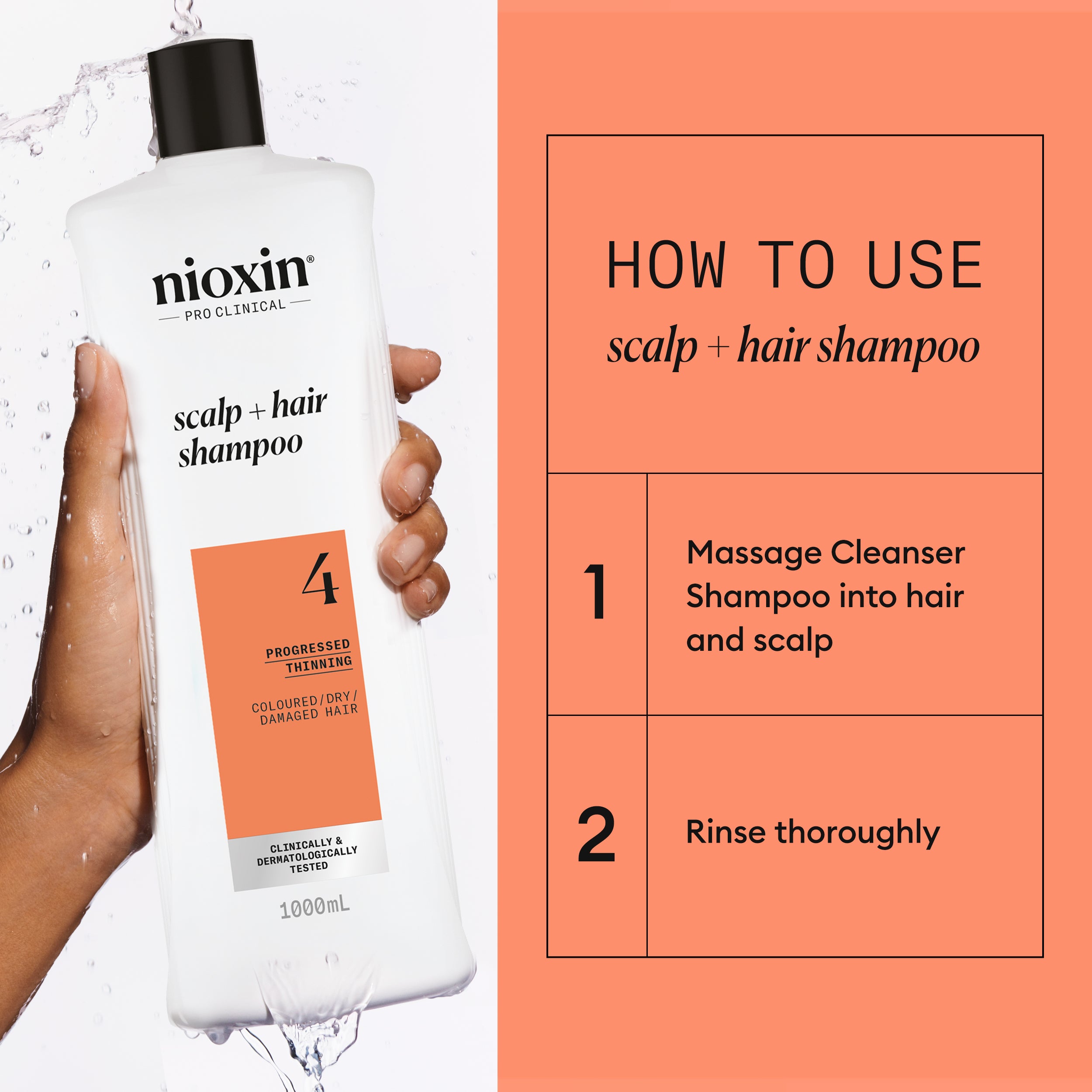 Wella Professional Nioxin Cleanser Shampoo System 4 for Coloured Treated Hair with Progress Thinning