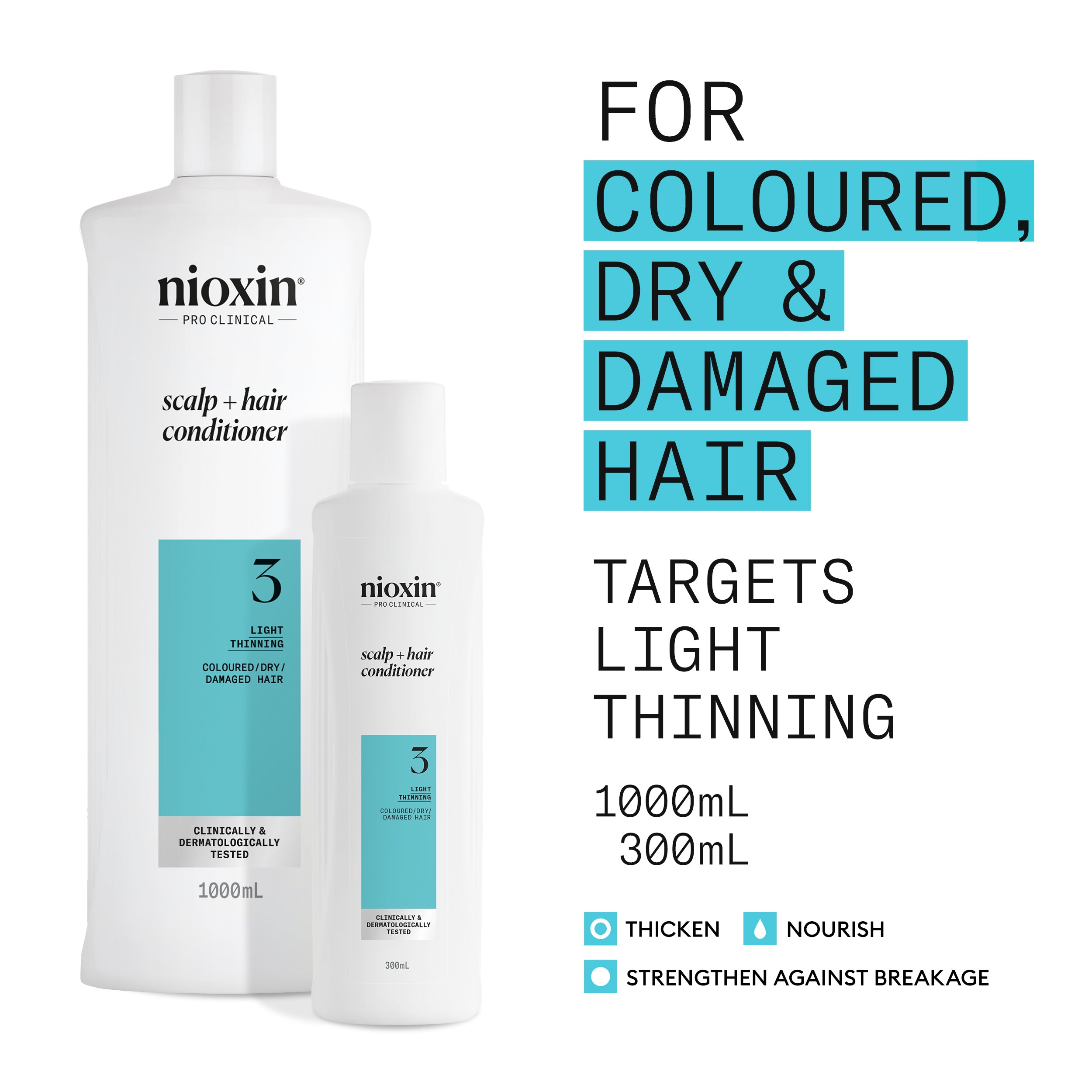 Wella Professional Nioxin Cleanser Conditioner System 3 for Colored Hair with Light Thinning