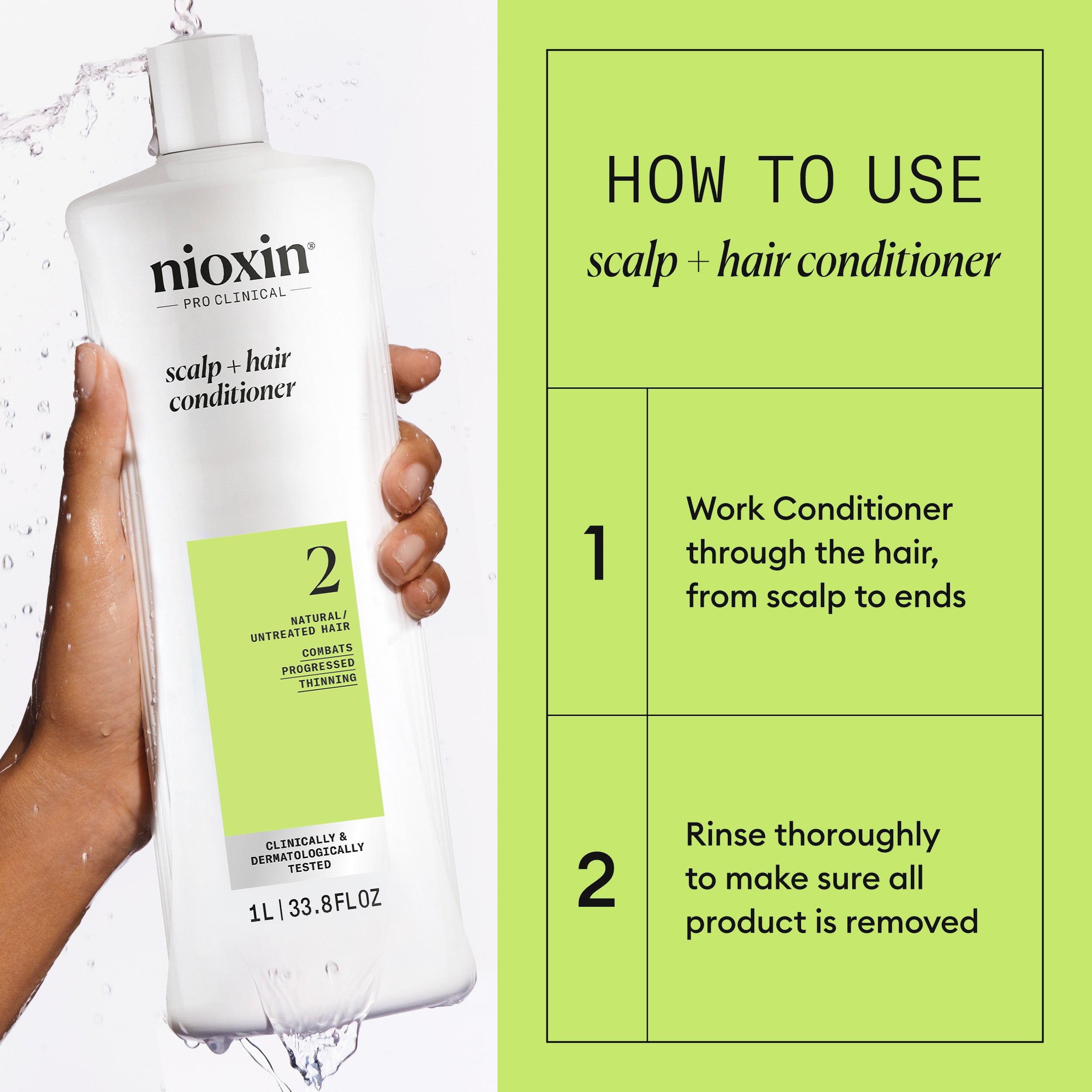 Wella Professional Nioxin Cleanser Conditioner System 2 for Natural Hair with Progressed Thinning