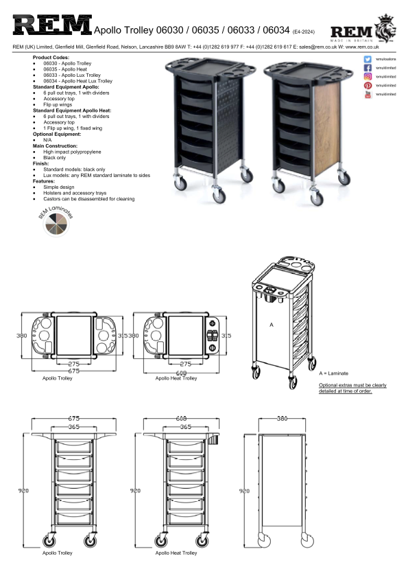 REM Apollo Black Salon Trolley