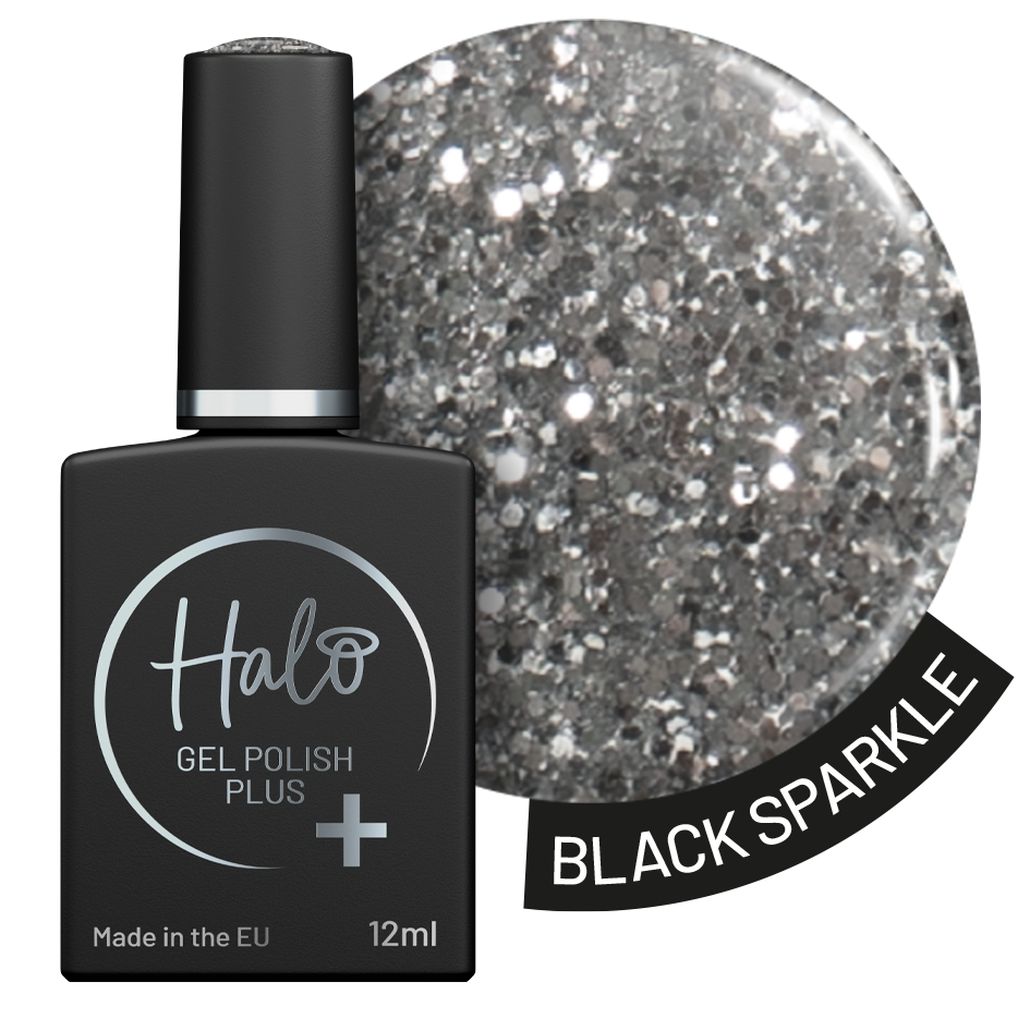 Halo Gel Polish Plus 12ml Black Sparkle