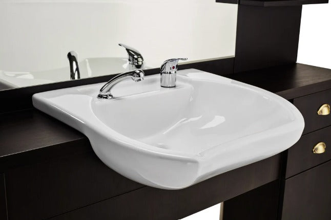 Ayala Frontwash Basin with Tap and Handspray White