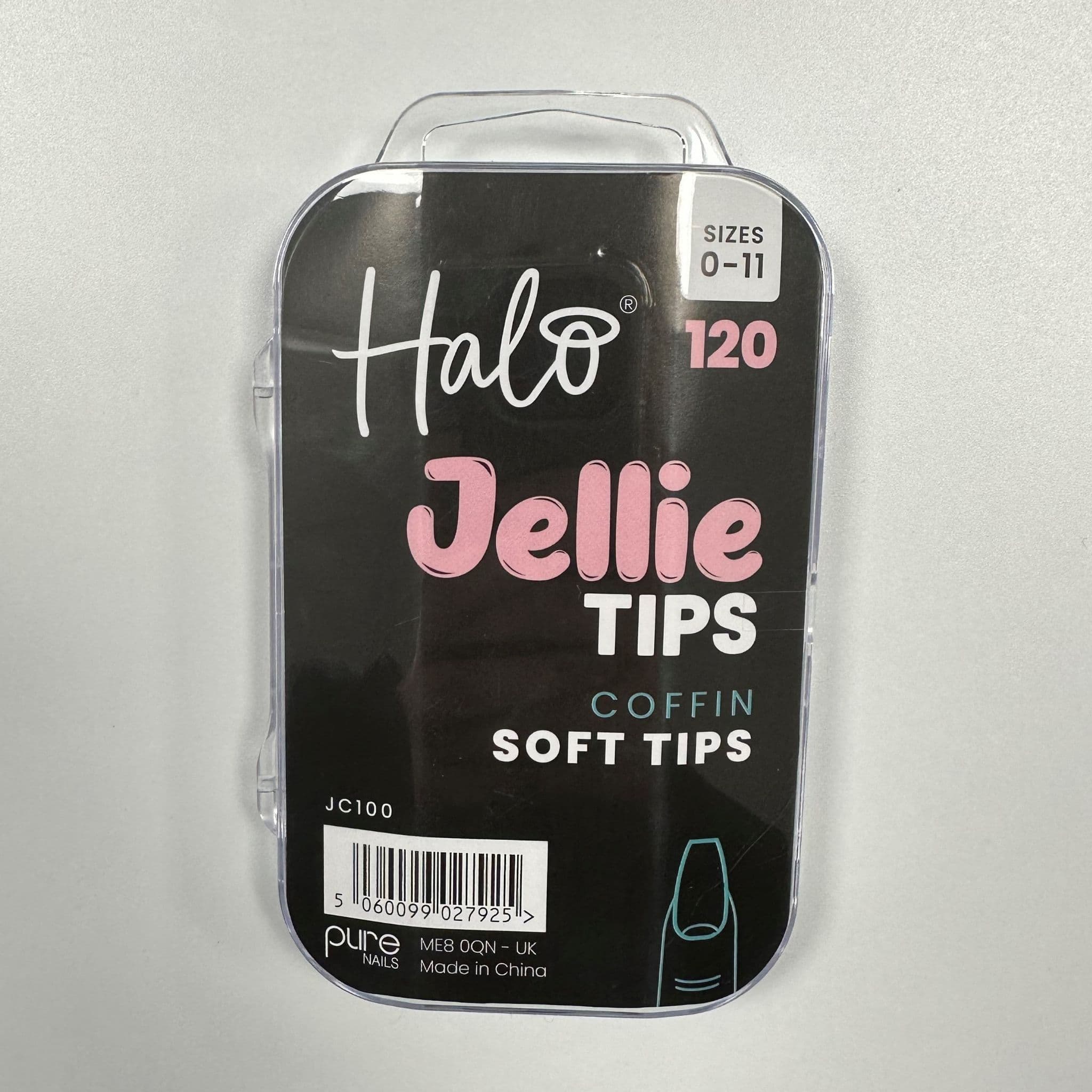 Halo Jellie Nail Tips 120s Coffin, Sizes 0-11, Mixed Sizes