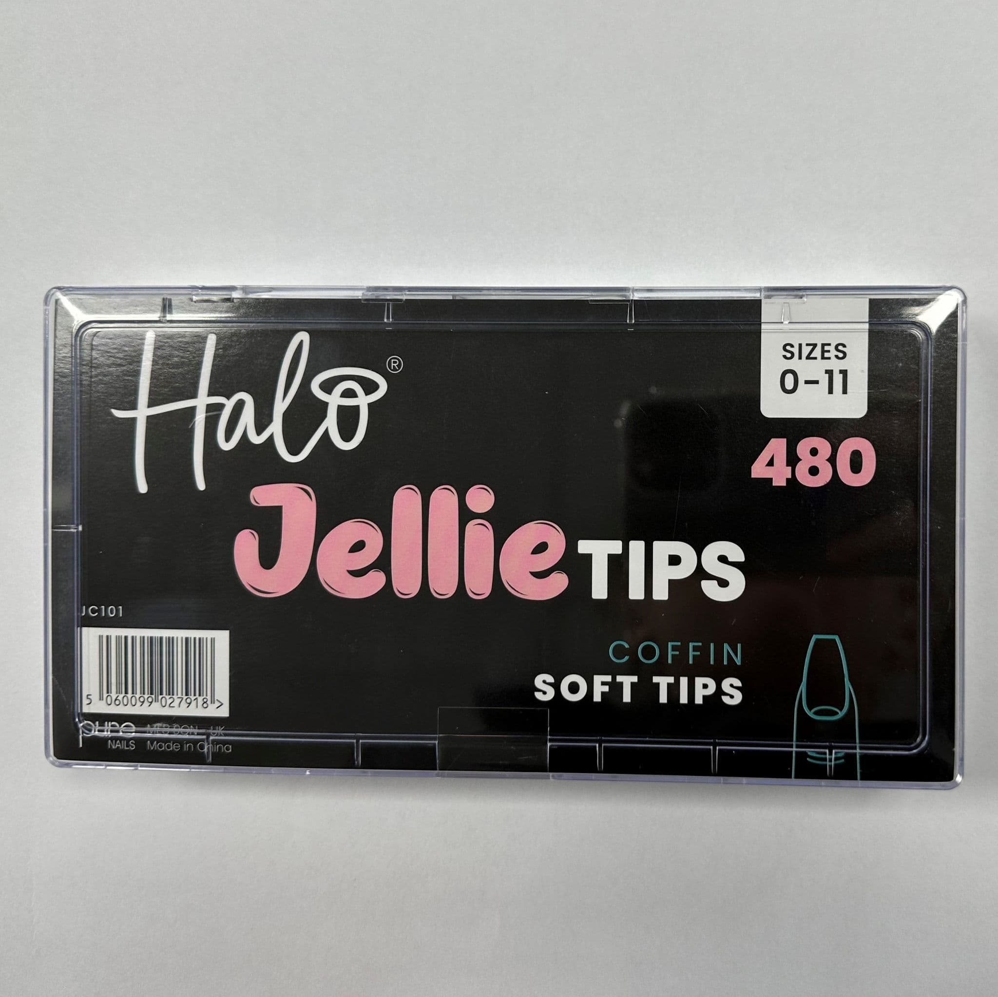 Halo Jellie Nail Tips 480s Coffin, Sizes 0-11, Mixed Sizes