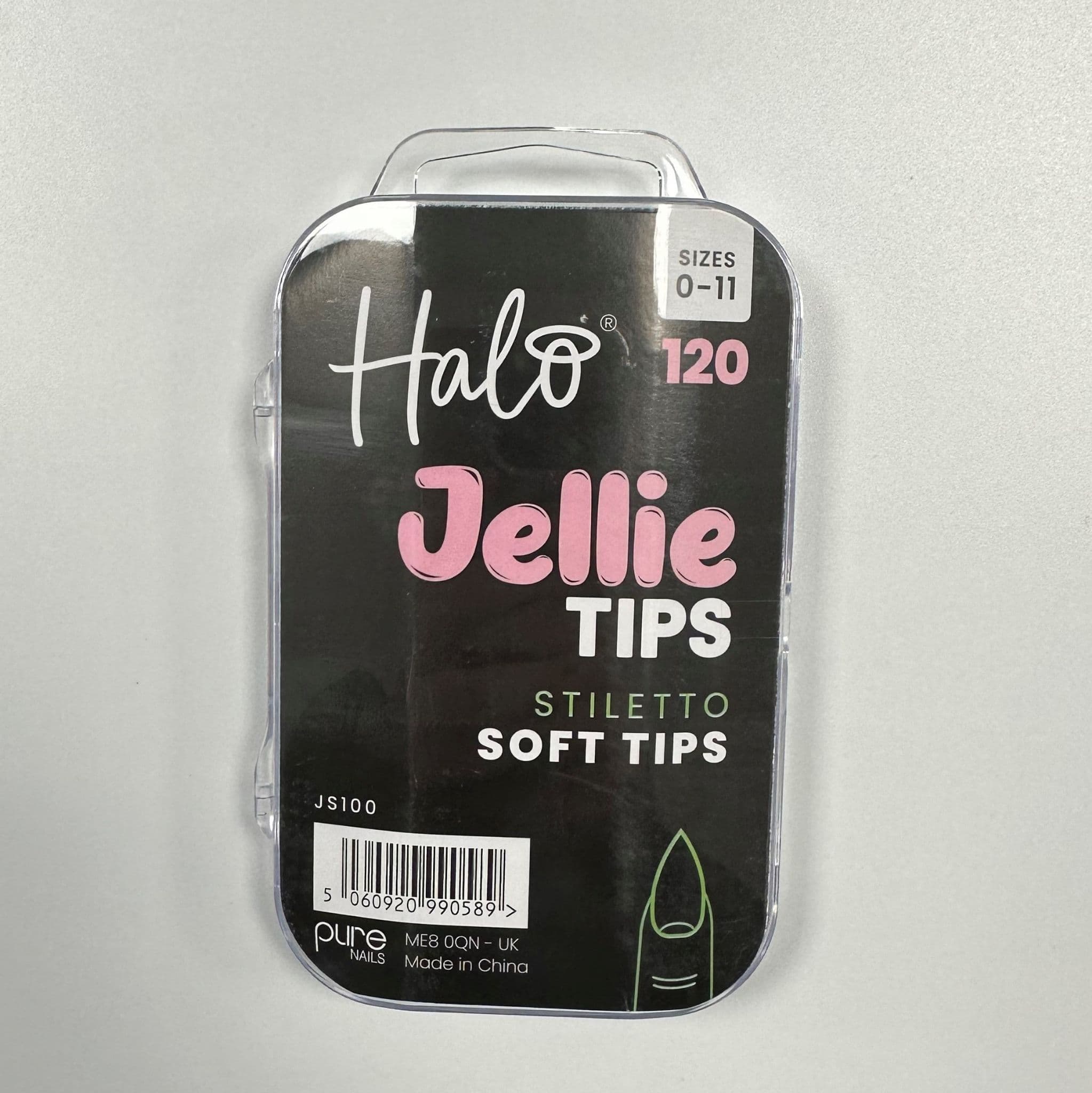 Halo Jellie Nail Tips Stiletto, Sizes 0-11, 120 Mixed Sizes