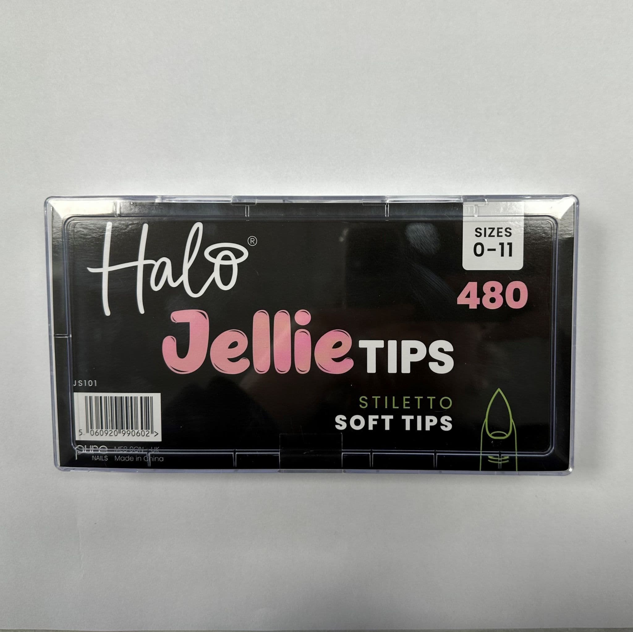 Halo Jellie Nail Tips Stiletto, Sizes 0-11, 480 Mixed Sizes