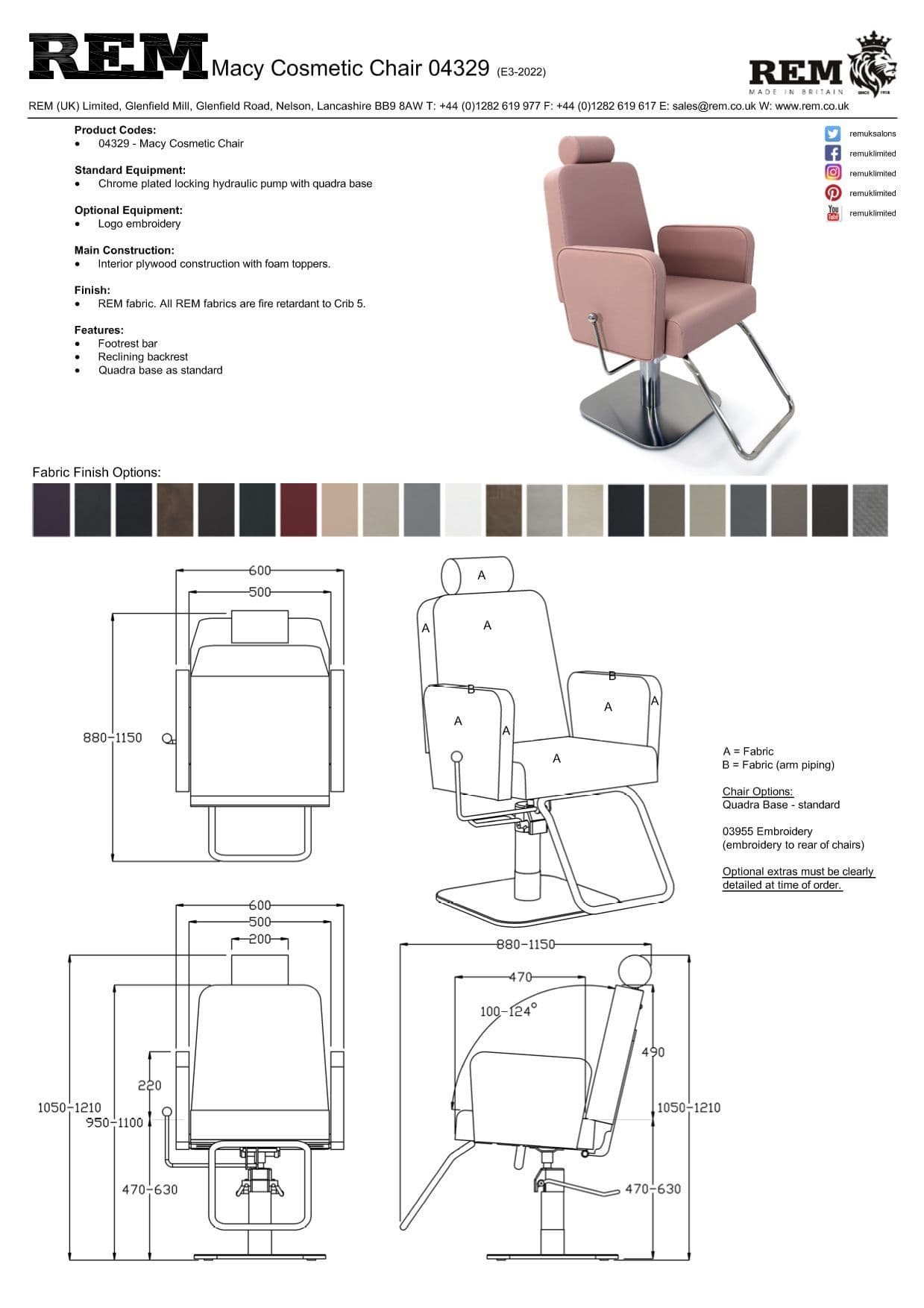 REM Macy Premium Quality Cosmetic Chair