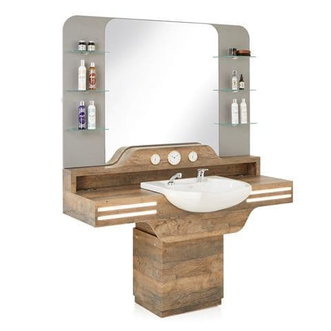 REM Cadillac Barbers Unit Frontwash Basin with Retail Mirror