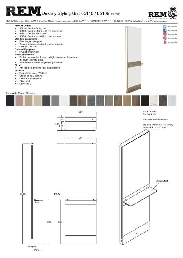REM Destiny Wall Mounted Styling Unit