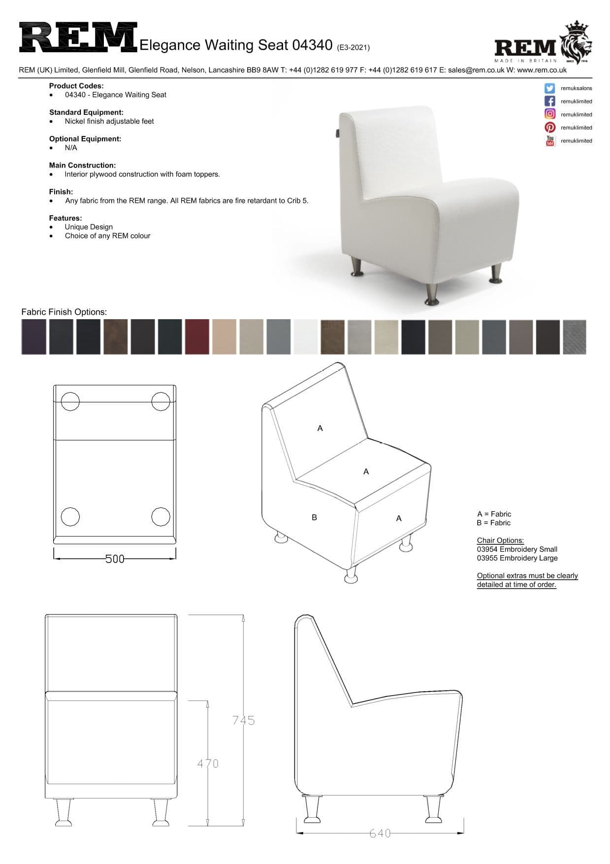 REM Elegance Reception Waiting Chair Straight