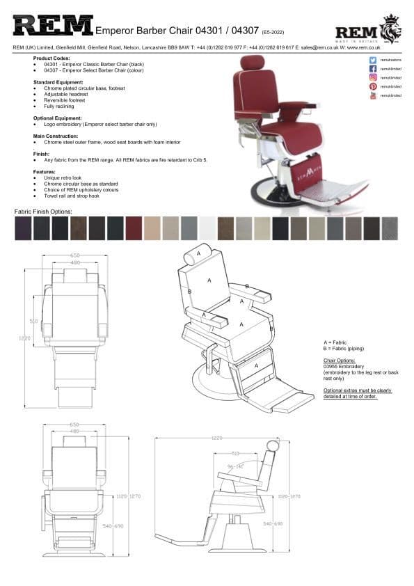 REM Emperor Select Barber Chair