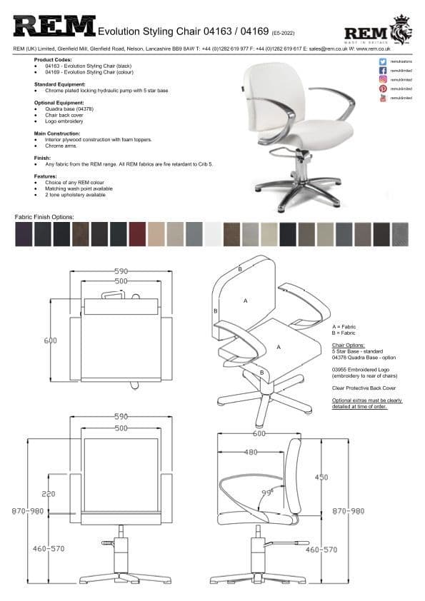REM Evolution Backwash Chair Colour