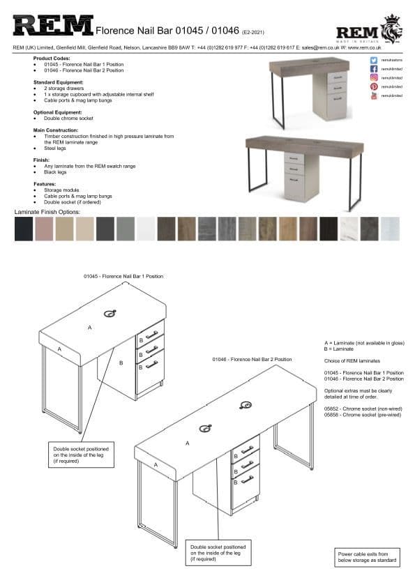 REM Florence Nail Bar 2 Position with Storage