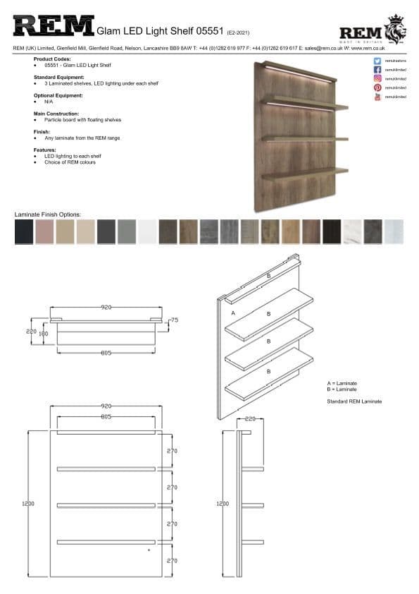 REM Glam Salon Display Unit with LED Light Large
