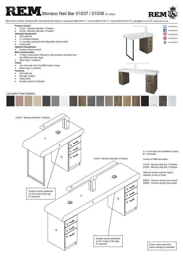 REM Monaco Nail Bar 2 Position