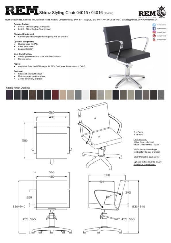 REM Shiraz Hydraulic Styling Chair Colour
