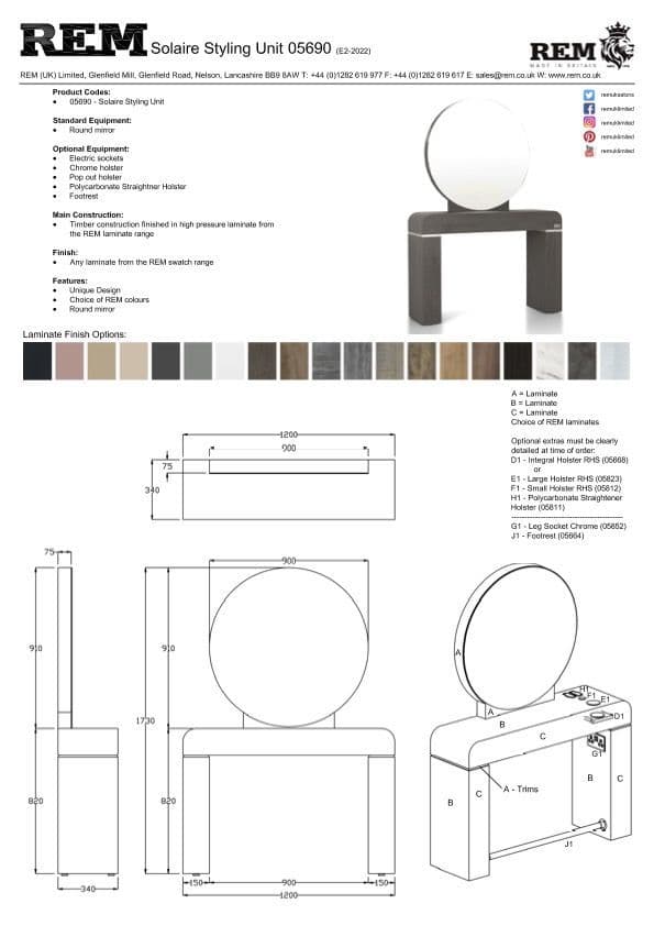 REM Solaire Island Styling Unit 2 Position