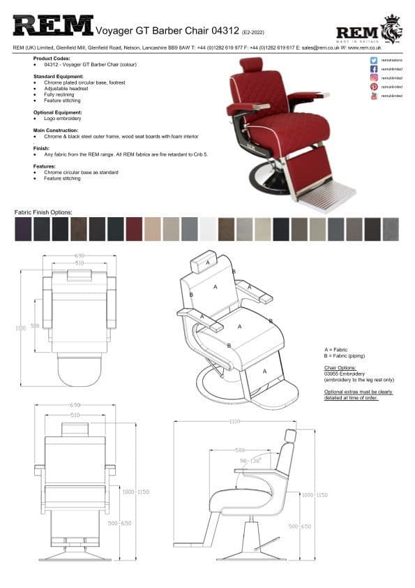 REM Voyager GT Barber Chair