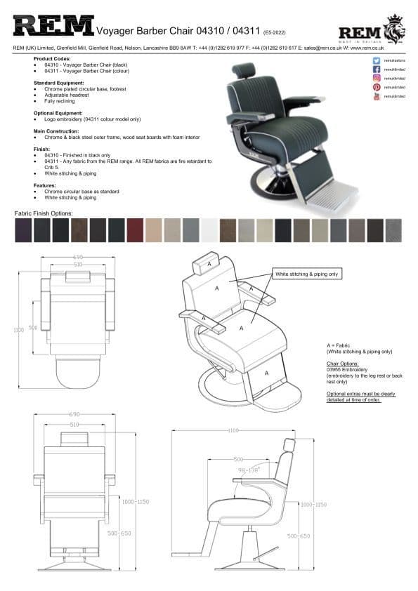 REM Voyager Select Barber Chair