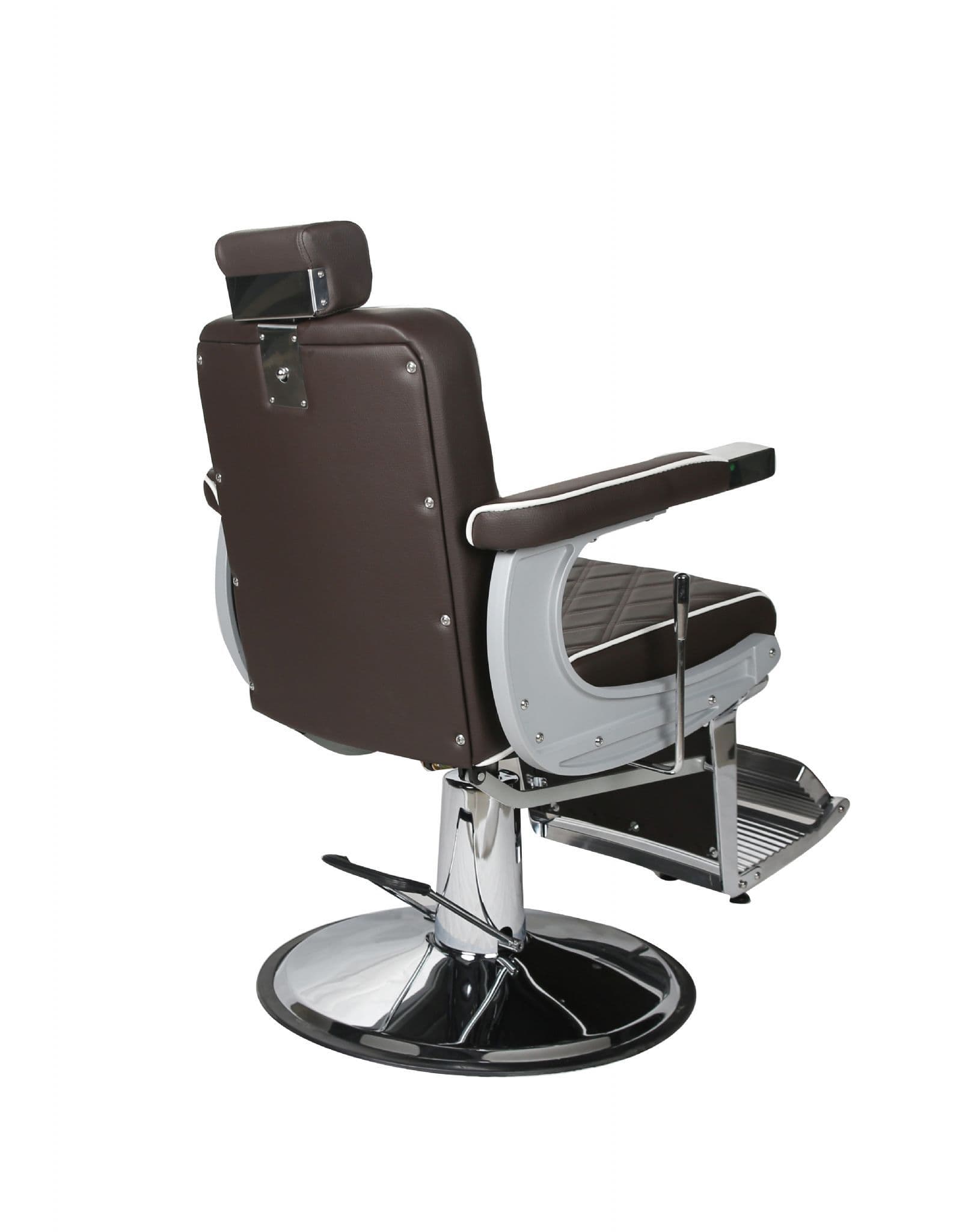 Salon Fit Chrysler Barber Chair Brown with White Piping