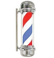 Traditional Barber Pole Electric 240v Chrome, Red, White and Blue